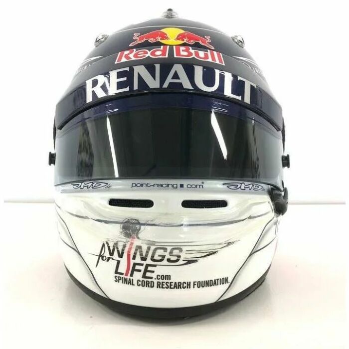 Autographed helmet of Sebastian Vettel, white marble